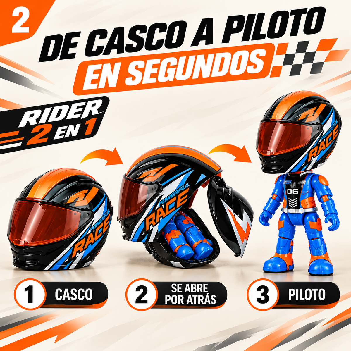 Mini casco transformable