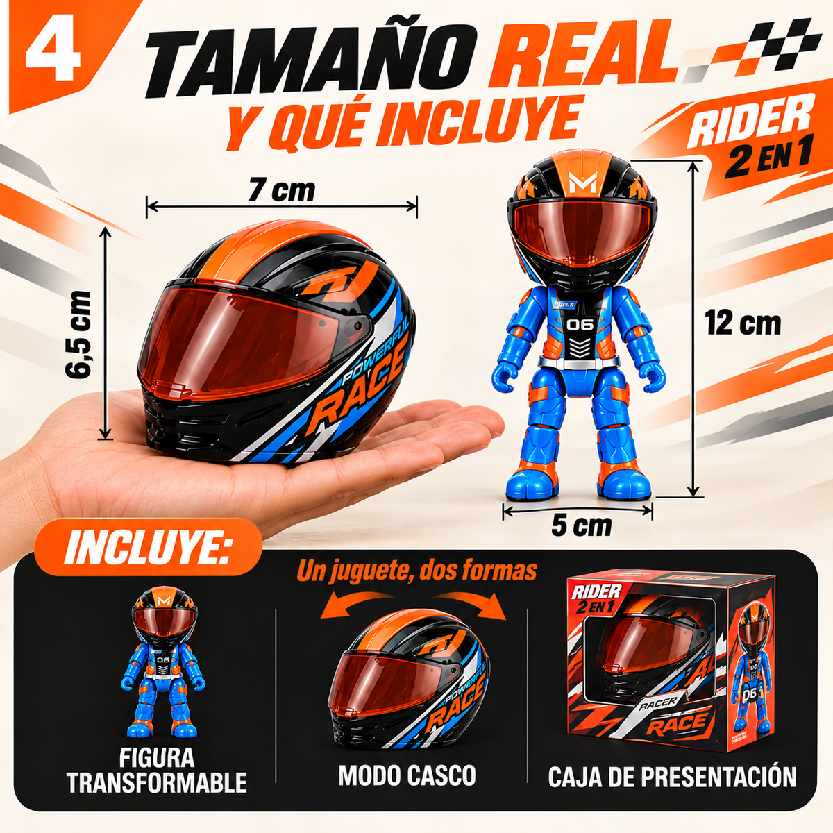 Mini casco transformable